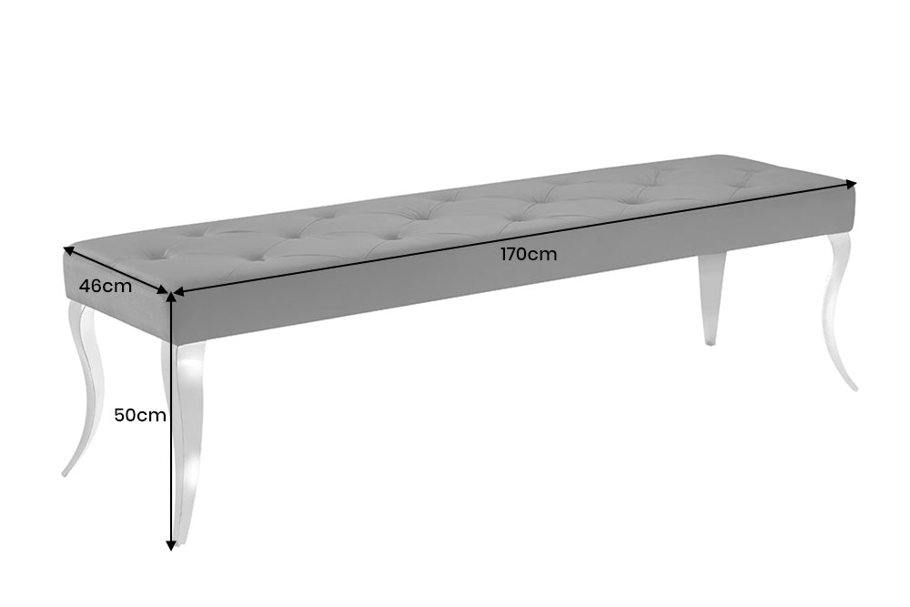 Bank Contemporary BAROCK 170cm Edelstahl Beine Silber Samt Schwarz - Bild 6