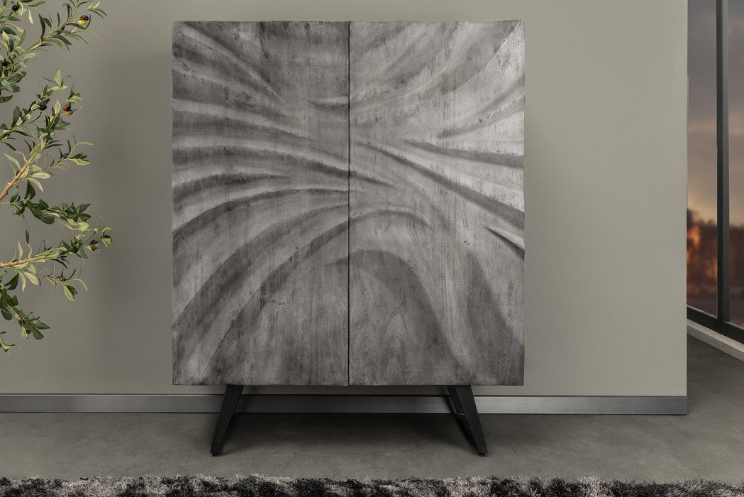 Highboard Tropical 120cm grau Akazienholz 3D-Design