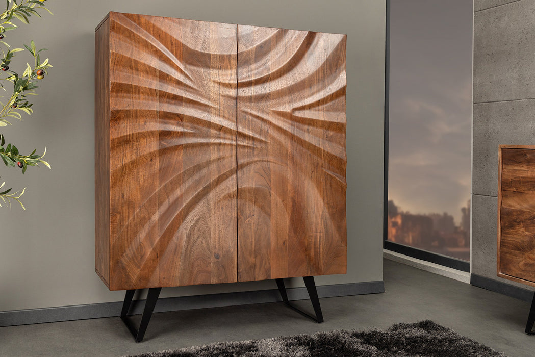 Highboard Tropical 120cm 3D braunes Akazienholz