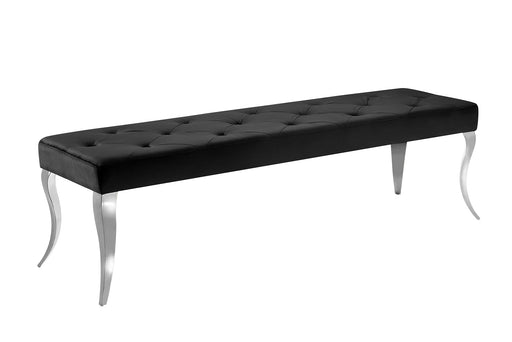 Bank Contemporary BAROCK 170cm Edelstahl Beine Silber Samt Schwarz
