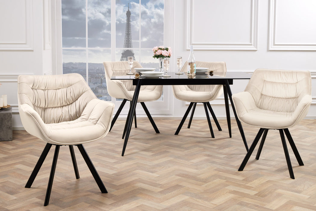 Drehstuhl THE Nordic Ease drehbar 180° champagnerbeige schwarz Beine - Bild 3