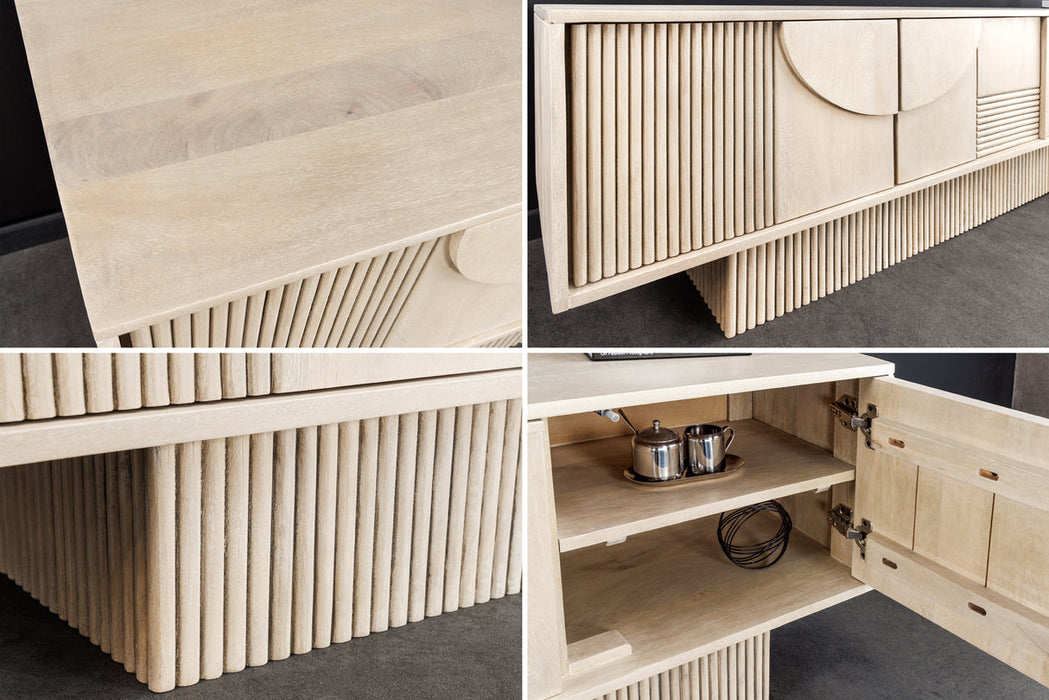 TV Board Aesthetics 200cm Mangoholz weißgekalkt