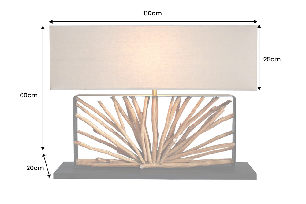 Tischleuchte  Euphorie 80cm Lampenschirm beige Longanholz natur