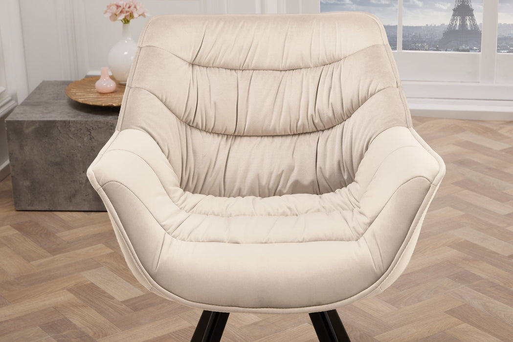 Drehstuhl THE Nordic Ease drehbar 180° champagnerbeige schwarz Beine - Bild 5