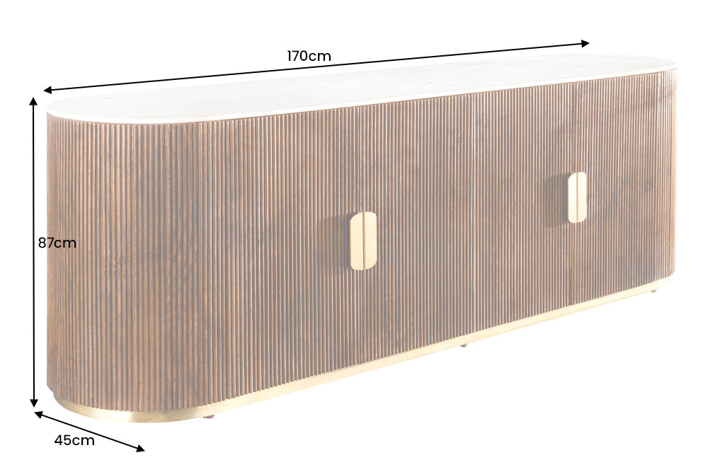 Sideboard Säntis 180cm Mango Marmor weiß