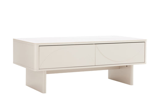 Couchtisch Abstry 120cm 3D weiß mit weißer Marmor-Keramikplatte