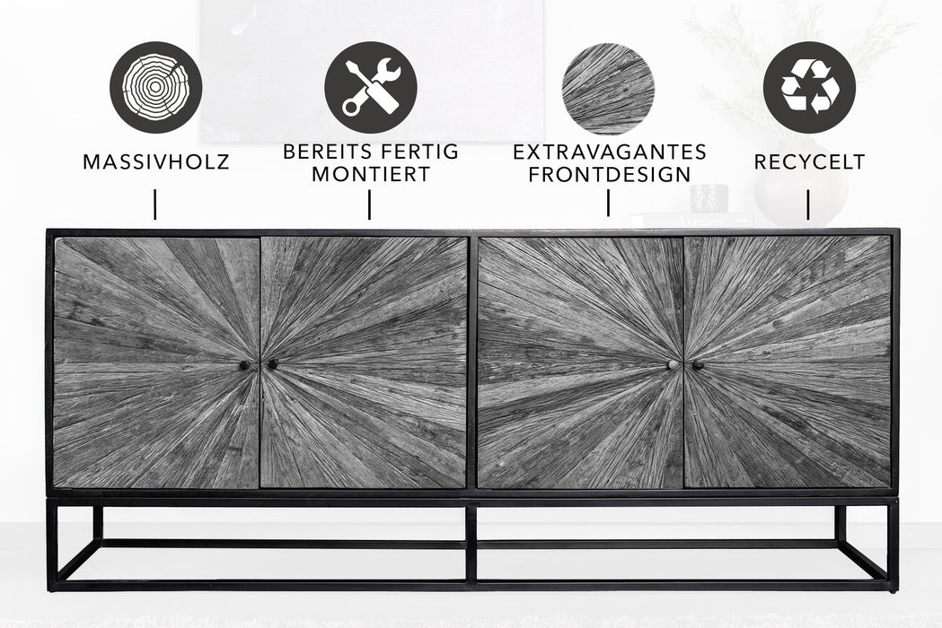 Sideboard Barcelona 180cm Mangoholz und graues Teakholz