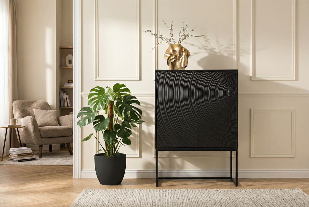 Highboard ORBIT 120cm 3D-Optik Mango Timber schwarz - Bild 2