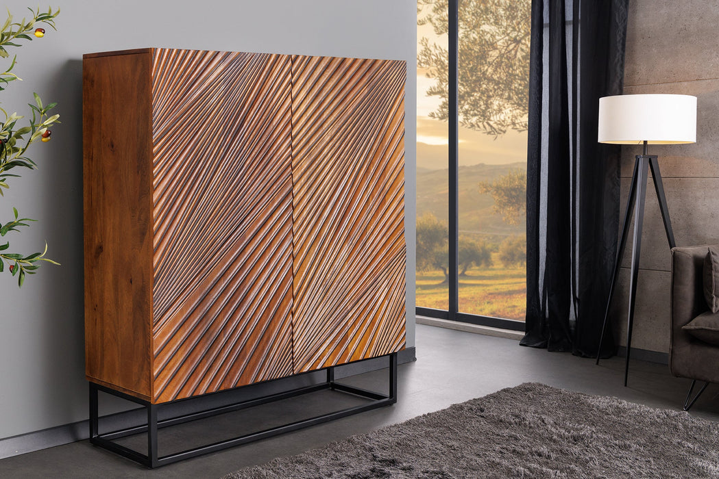 Highboard LINE ART 120cm 3D Mangoholz braun schwarz