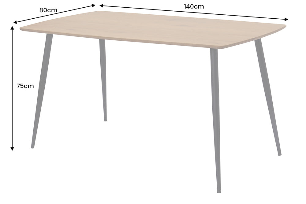Esstisch Suite 140cm natur Ungezähmte Eiche Holzoptik mit schwarzem Metallgestell - Bild 8