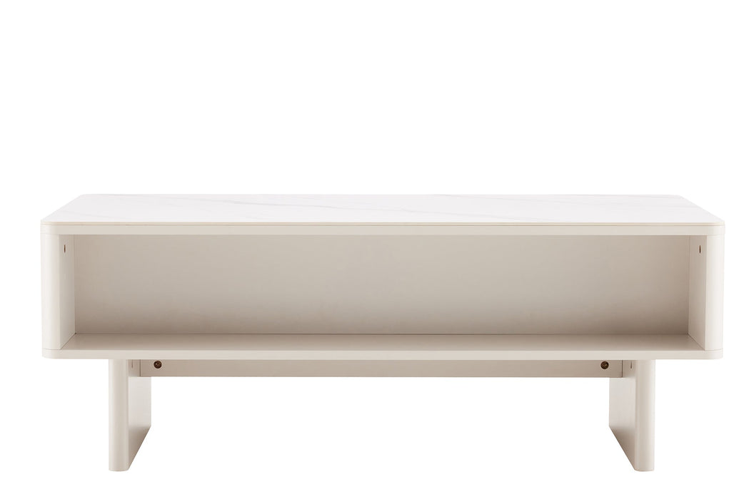 Couchtisch Abstry 120cm 3D weiß mit weißer Marmor-Keramikplatte - Bild 6