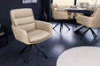 Drehsessel Grand Henry 360° mit Armlehnen Leder und Mikrofaser beige - Bild 4
