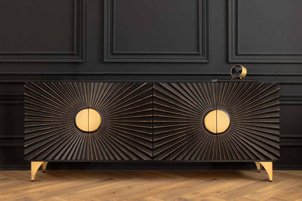 Sideboard Sertig Tal 177cm Mango schwarz gold