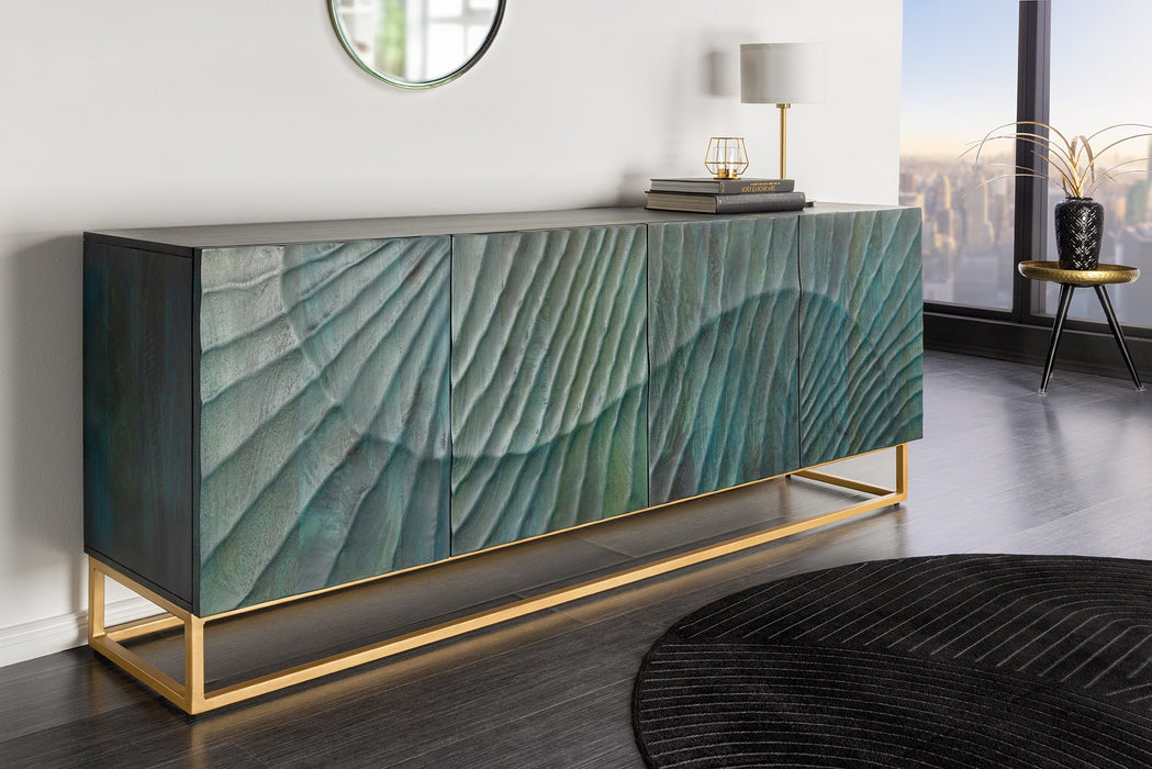 Sideboard Val Ferret 180cm 3D Mangoholz türkis gold