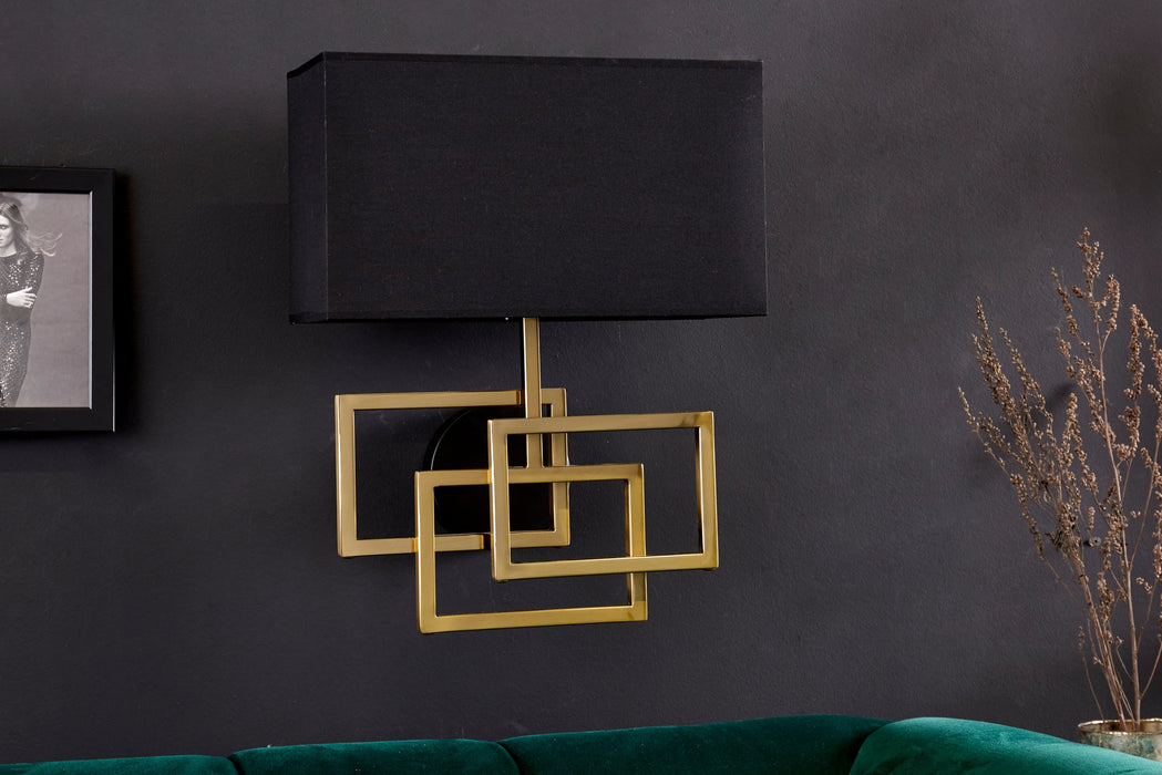 Wandleuchte Canvas gold schwarzer Schirm