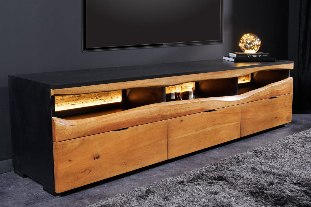 TV-Board Pure Akazie 180cm Akazie Holz Naturkante mit LED Licht - Bild 2
