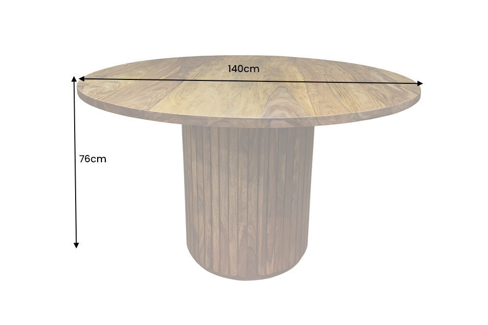 Esstisch Opal Ø 140cm rund Sheesham Timber braun Rock finish - Bild 8