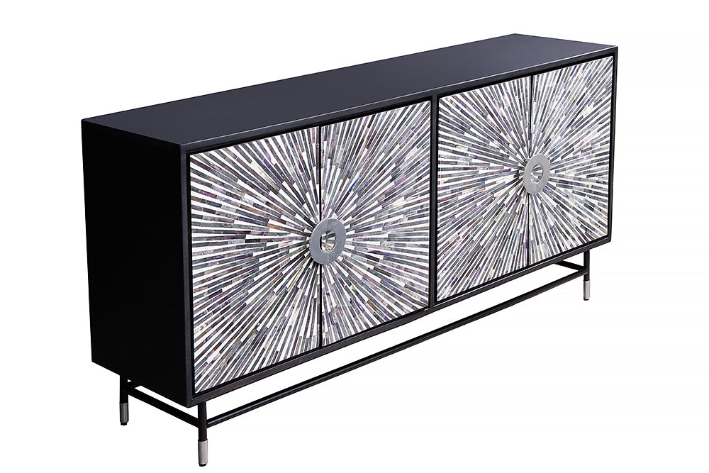 Sideboard Schilthorn 160cm Mosaik-Knochen schwarz weiss