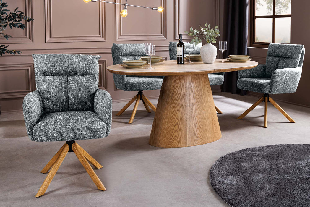 Drehstuhl Grand Henry 360° auto return texturierter Stoff grün mit Gestell Eiche Timber - Bild 3
