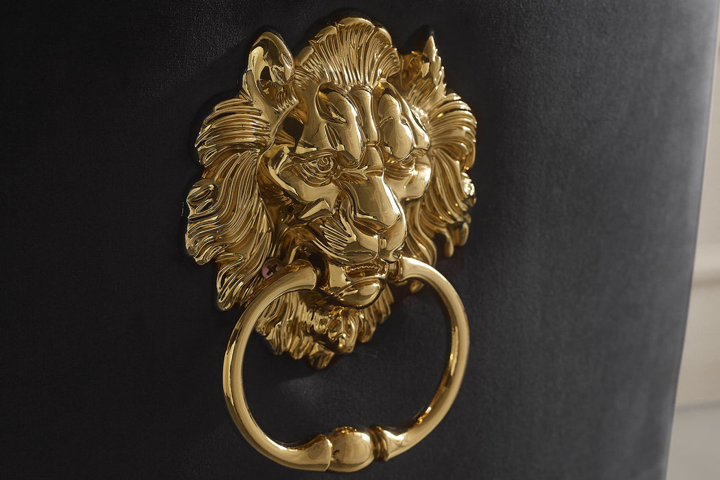 Stuhl Contemporary BAROCK mit Löwenkopf Griff Edelstahl Beine Gold Samt schwarz - Bild 4