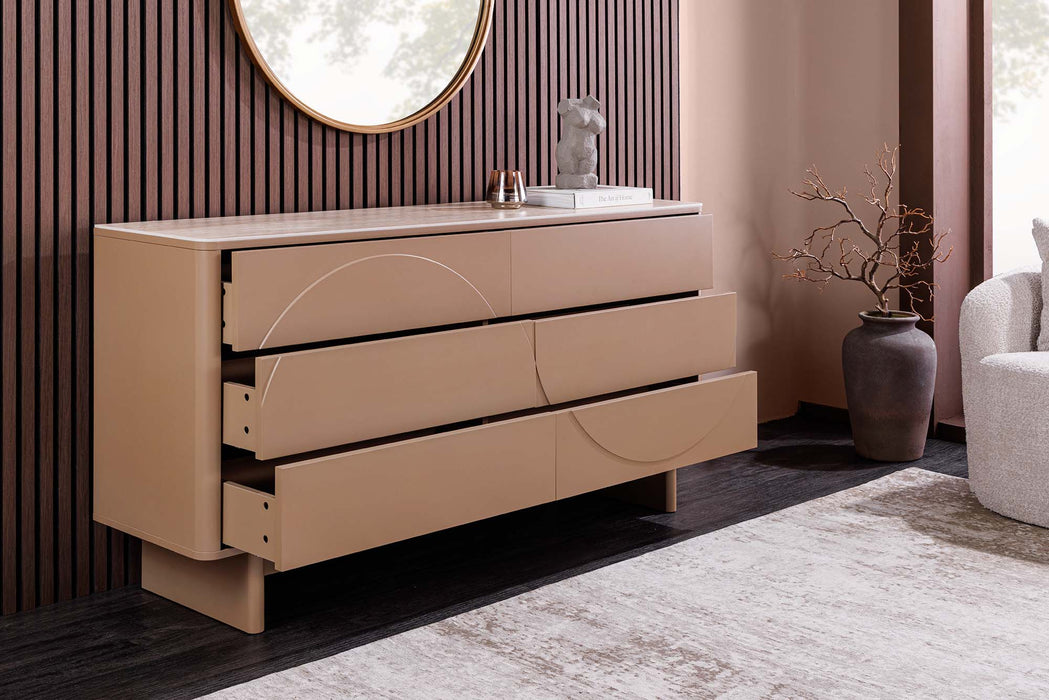 Sideboard Abstry 150cm 3D natur mit Keramikplatte aus Travertinmarmor - Bild 4