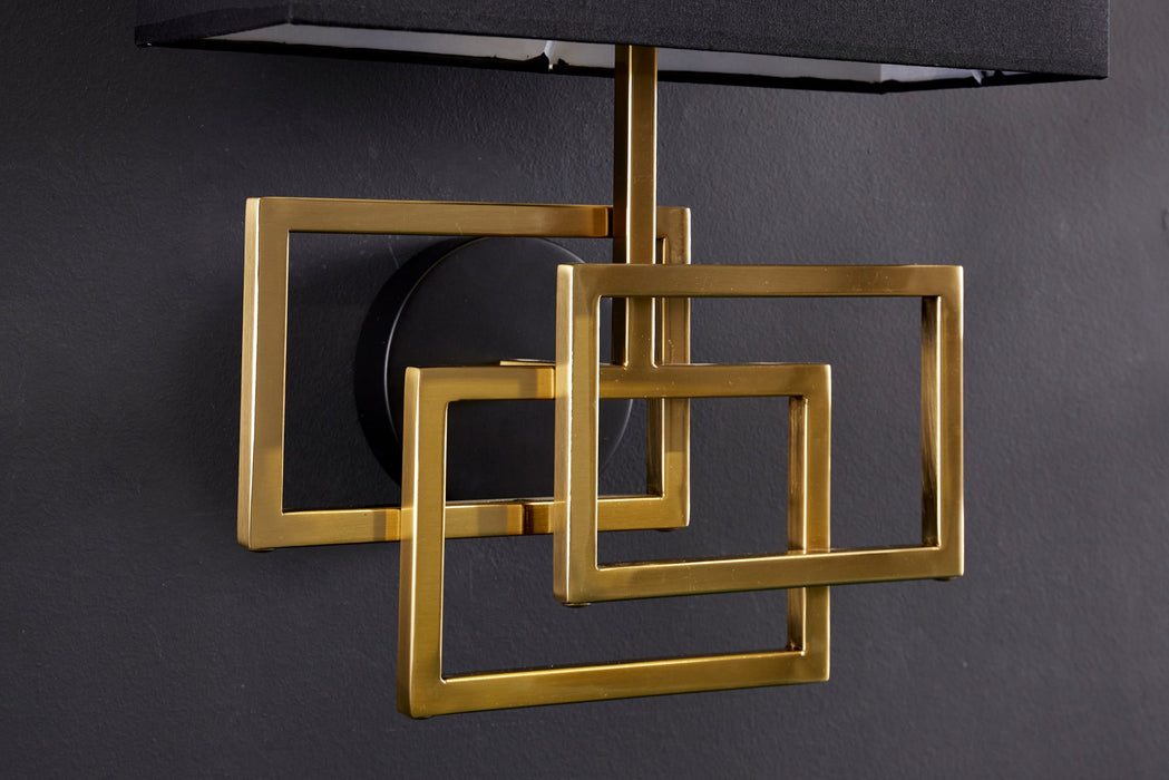 Wandleuchte Canvas gold schwarzer Schirm