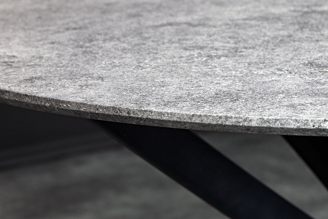 Esstisch Heliux 120cm rund grau Rockoptik mit schwarzem Metallgestell - Bild 6