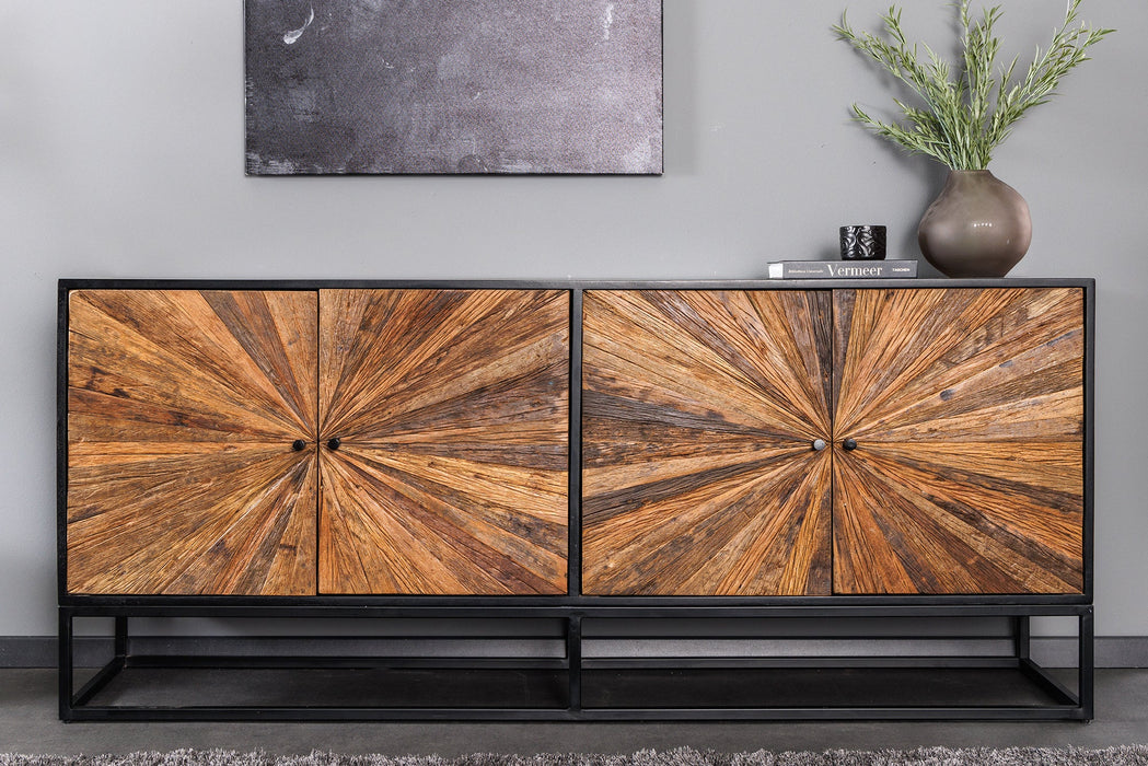 Sideboard Barcelona 180cm Mangoholz und braunes Teakholz