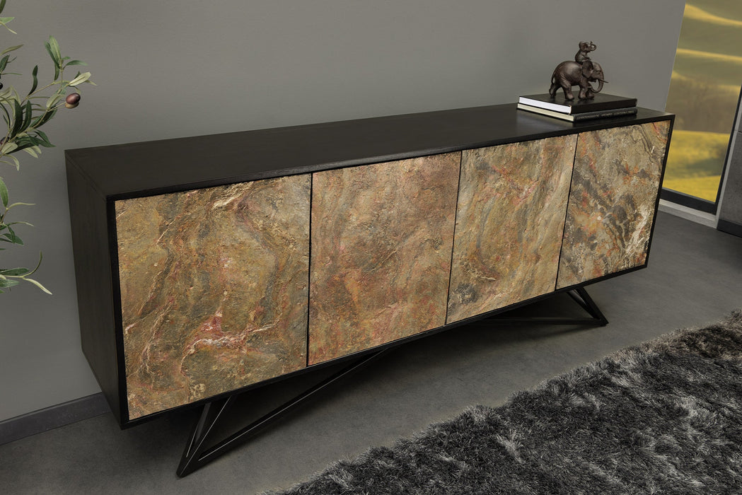 Sideboard Alpenschnee 175cm acacia natural stone look black natural