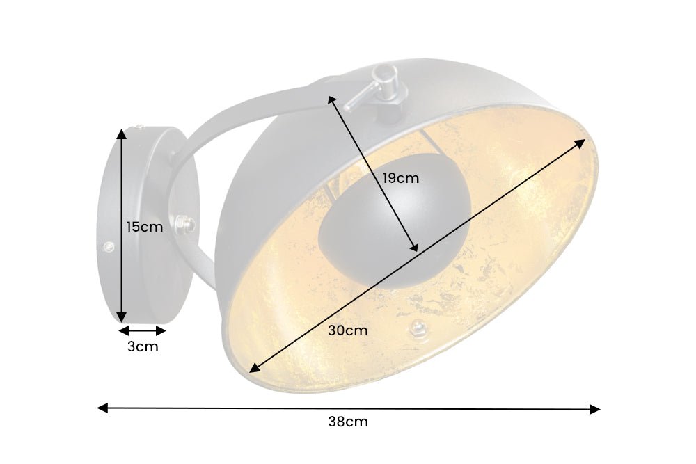 Wandleuchte Cam Set 40cm schwarz gold