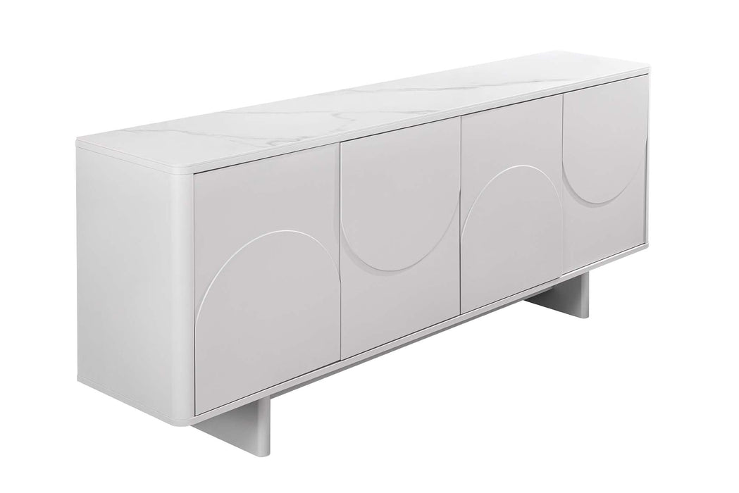 Sideboard Abstry 180cm 3D mit Keramikplatte aus weißem Marmor