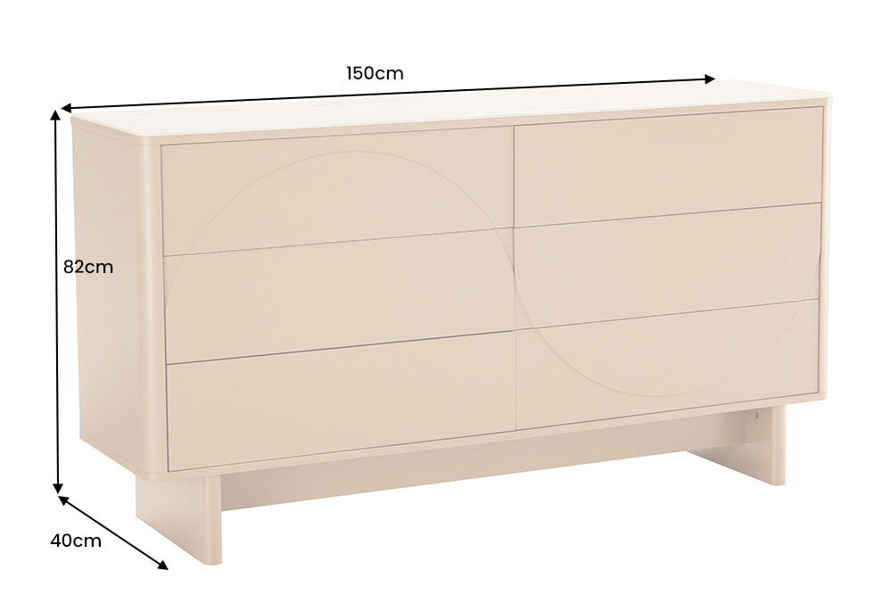 Sideboard Abstry 150cm 3D natur mit Keramikplatte aus Travertinmarmor - Bild 8