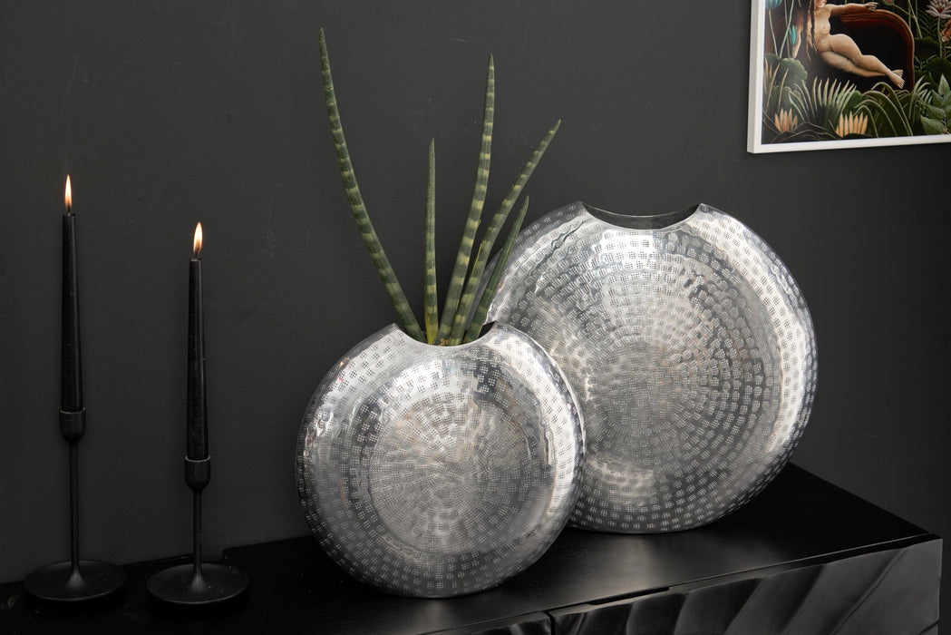 Vase ORIENTAL 30-40cm 2er Set silber