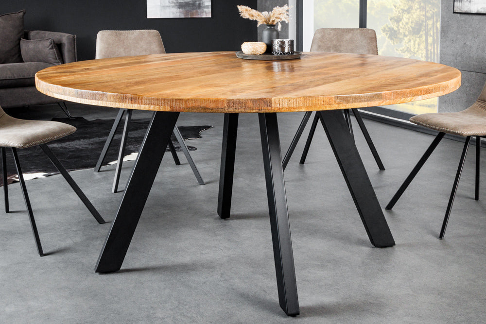 Esstisch Blacksmith Ø 140cm rund Mango natur mit schwarzen Metallbeinen - Bild 3