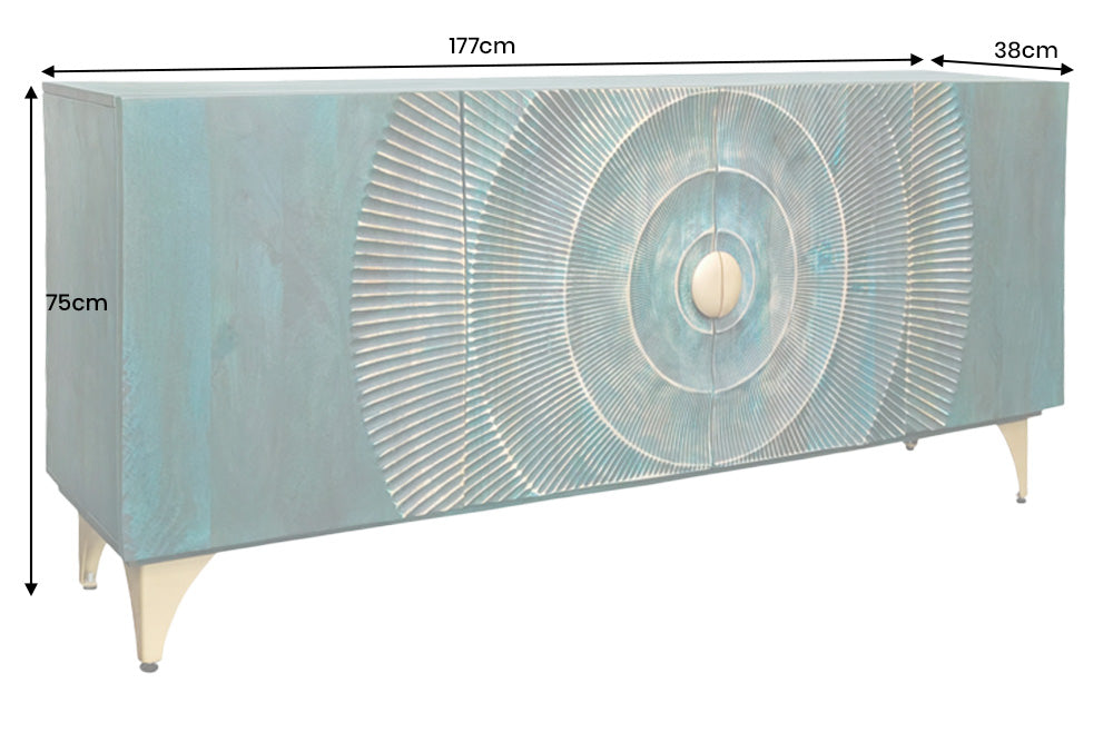 Sideboard Rigi 180cm 3D Mangoholz türkis