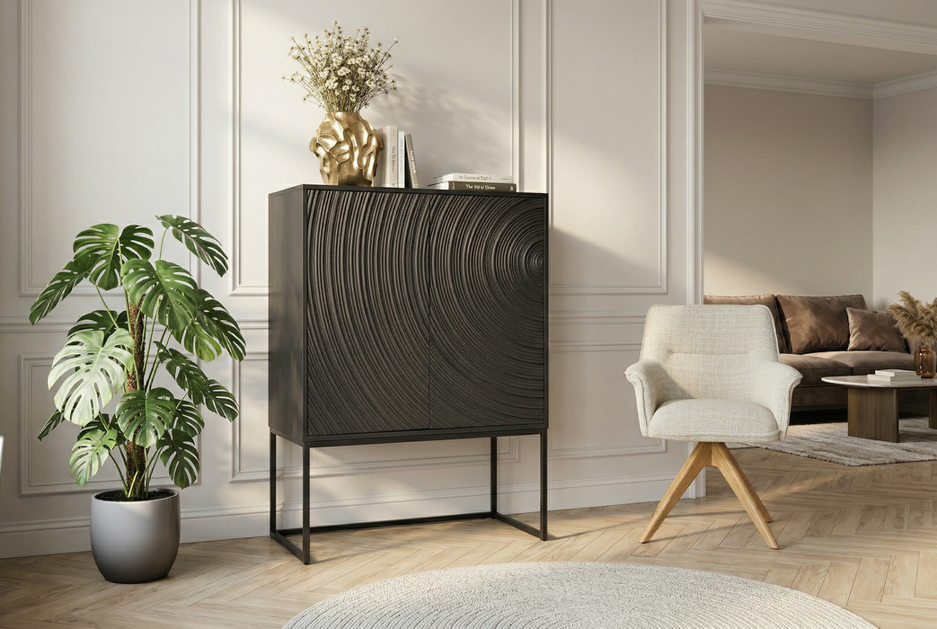 Highboard ORBIT 120cm 3D-Optik Mango Timber schwarz - Bild 5