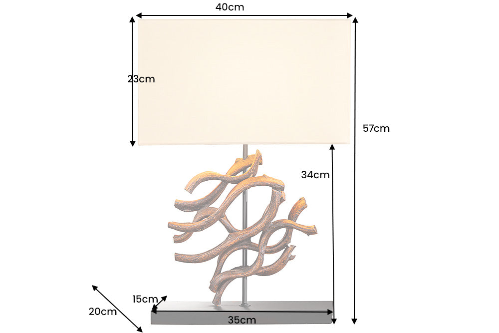 Tischleuchte Wicker 60cm Teakholz Lampenschirm