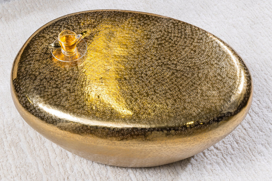 Couchtisch Rock 75cm Hammerschlageffekt gold