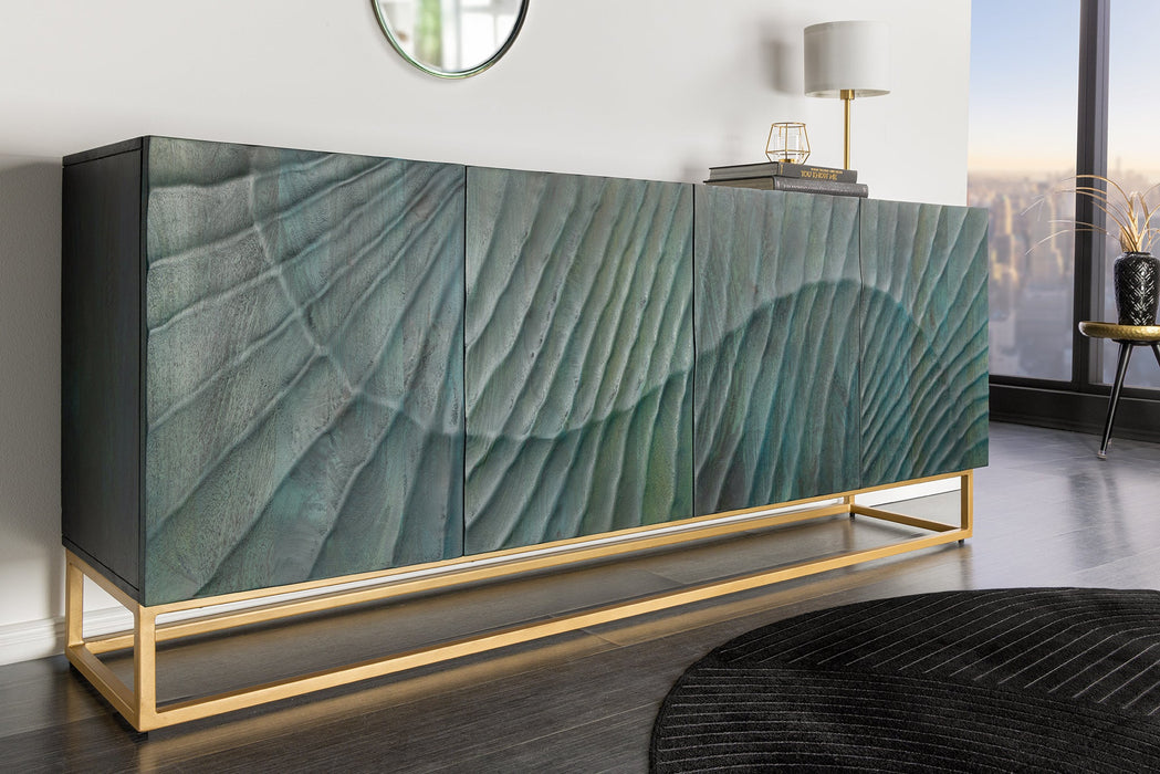 Sideboard Val Ferret 180cm 3D Mangoholz türkis gold
