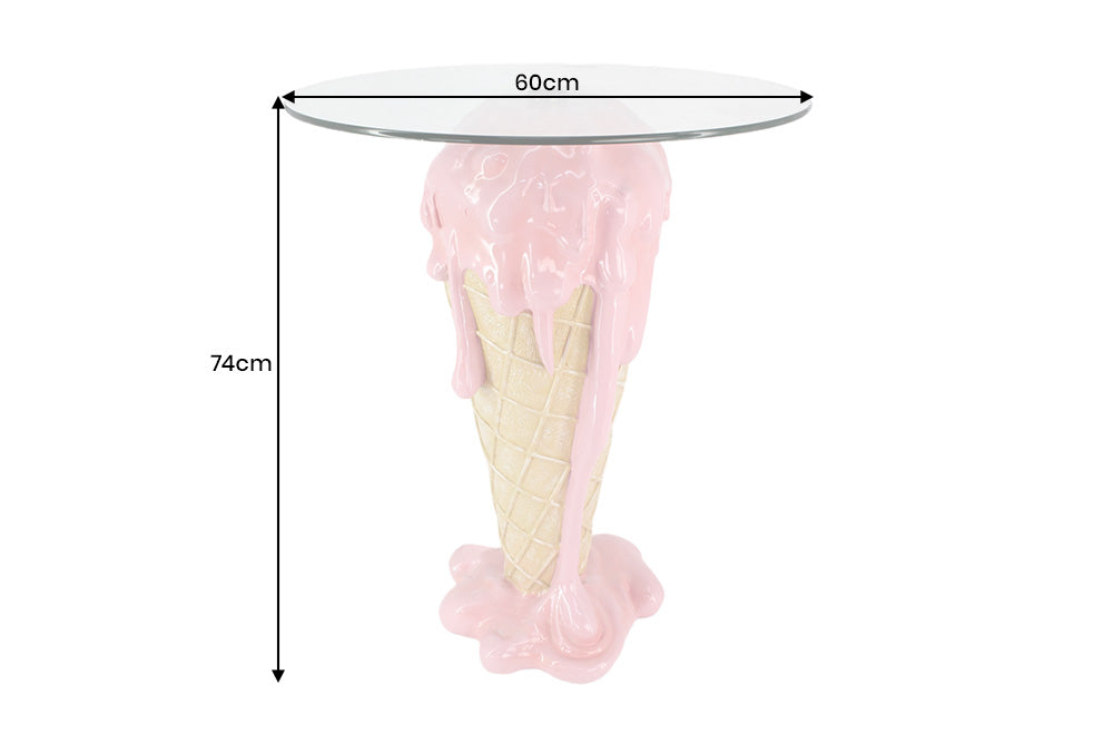 Bistro-Bartisch Eis Creme 75cm mit gehärtetem Glas rosa beige - Bild 4