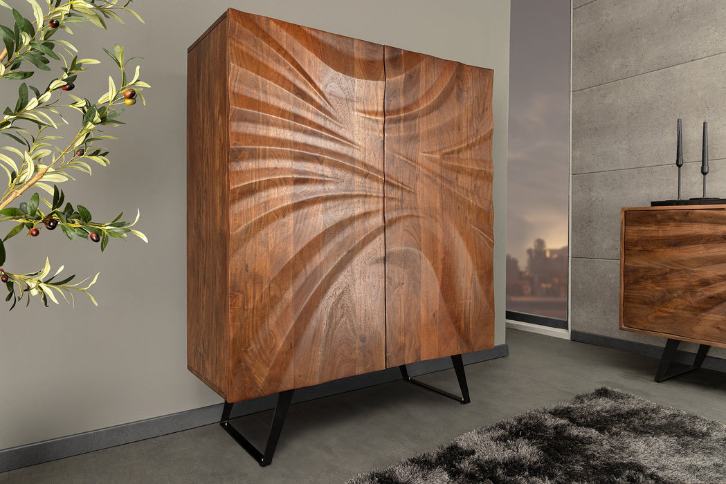 Highboard Tropical 120cm 3D braunes Akazienholz