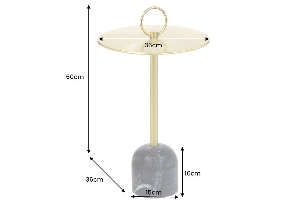 Side table Eleganz 60cm Tablett gold schwarz Marmor