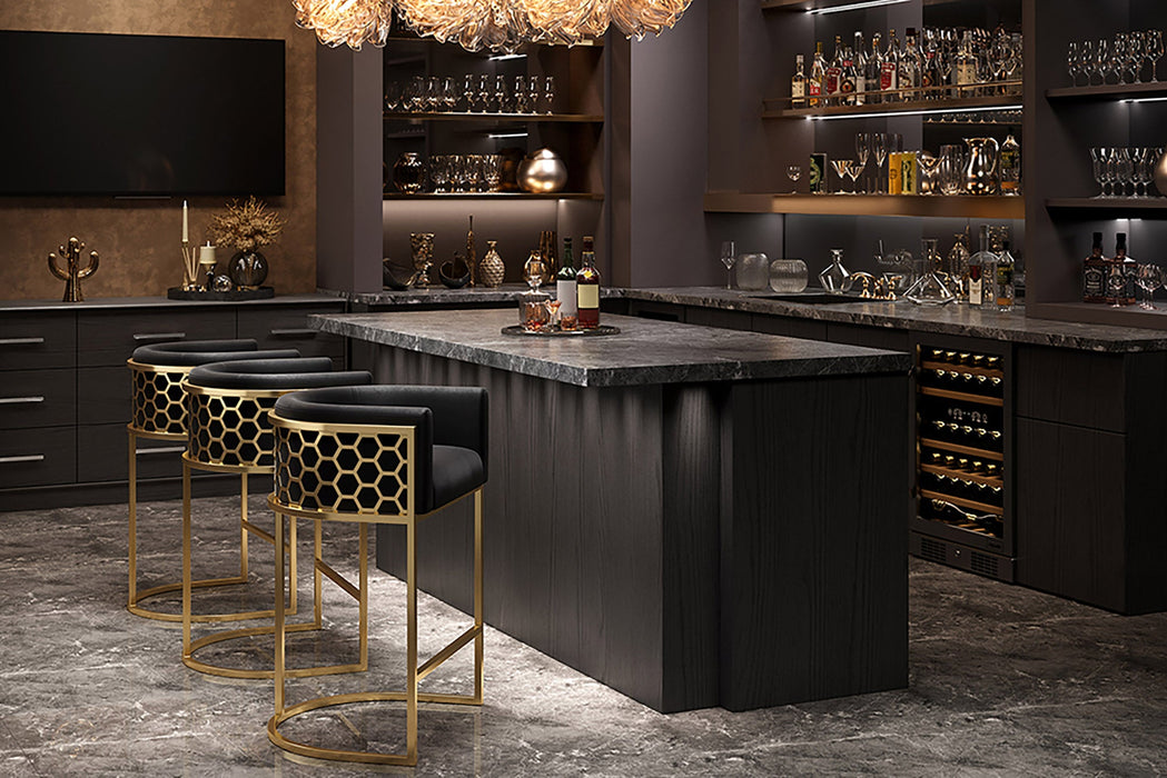 Barhocker Eleganz Samt schwarz Detail