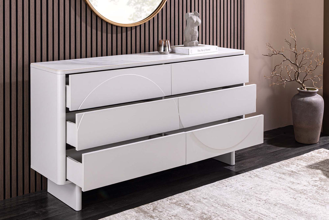 Sideboard Abstry 150cm 3D weiß mit weißer Marmorplatte aus Keramik - Bild 4