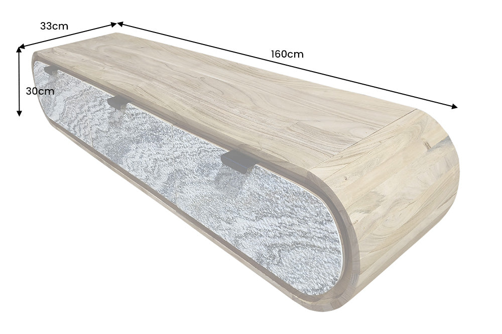 TV-Board Natural 160cm hängend Akazie Timber natur mit Rock Look Front - Bild 8