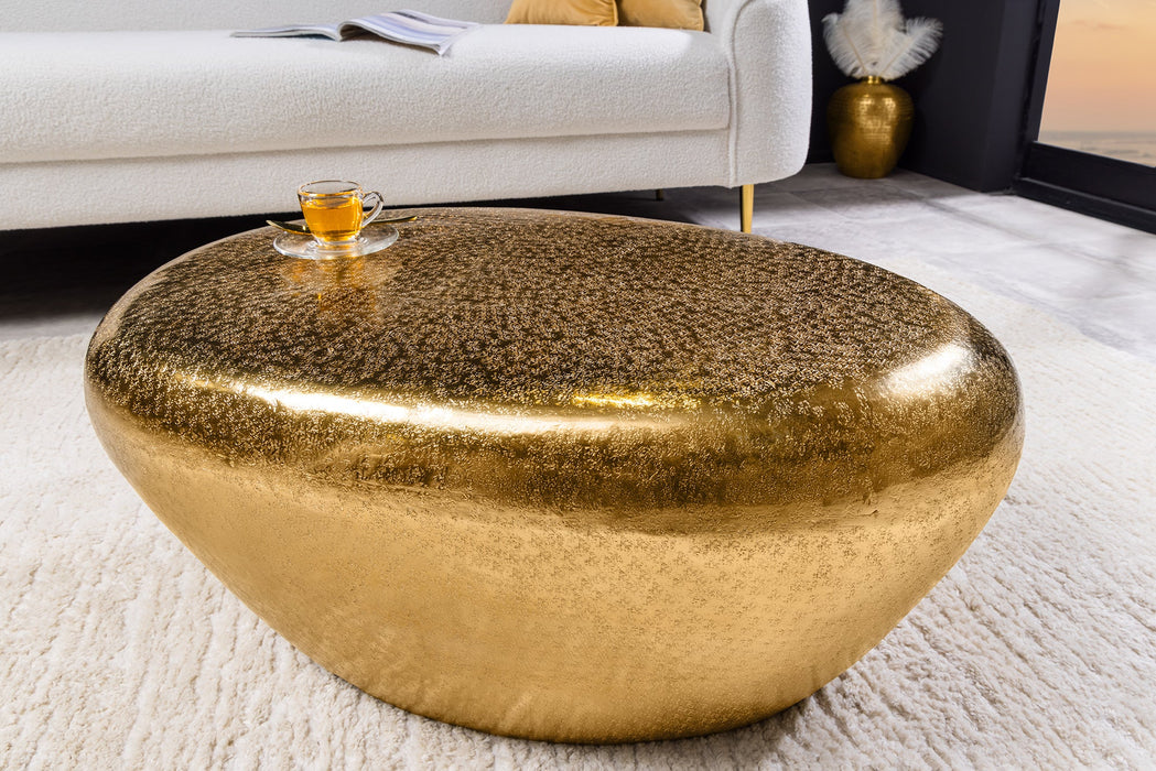 Couchtisch Rock 75cm Hammerschlageffekt gold