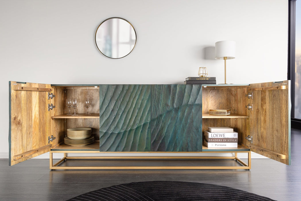 Sideboard Val Ferret 180cm 3D Mangoholz türkis gold