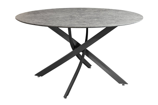 Esstisch Heliux 120cm rund grau Rockoptik mit schwarzem Metallgestell