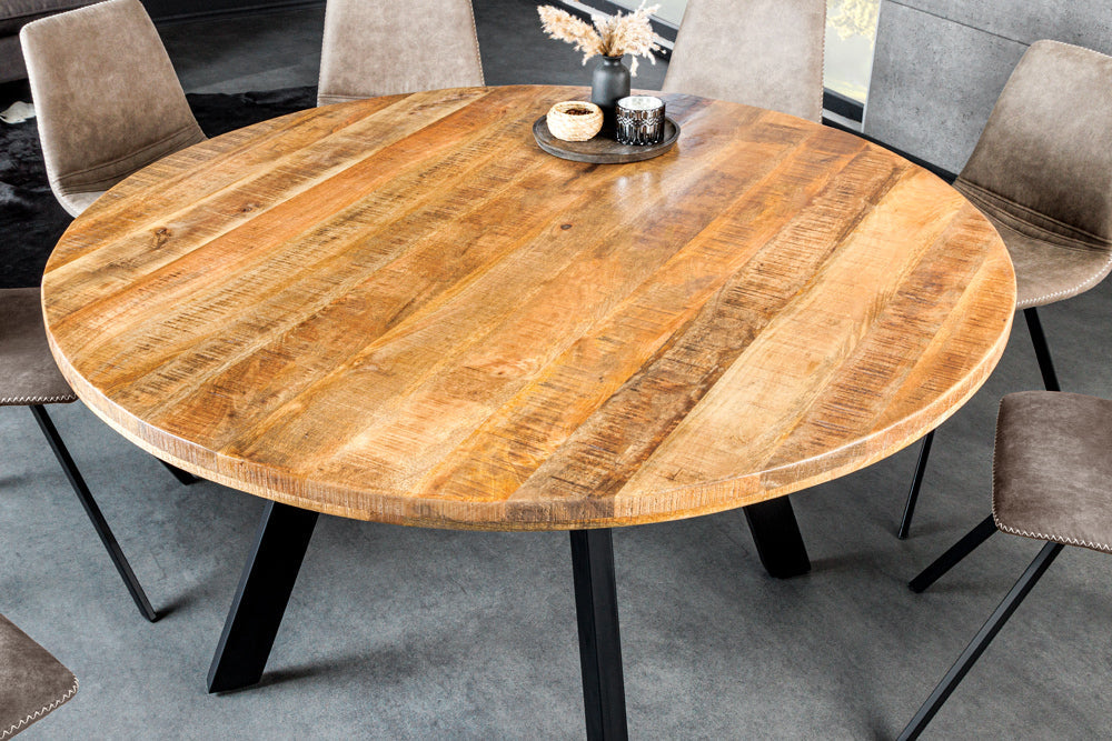 Esstisch Blacksmith Ø 140cm rund Mango natur mit schwarzen Metallbeinen - Bild 4