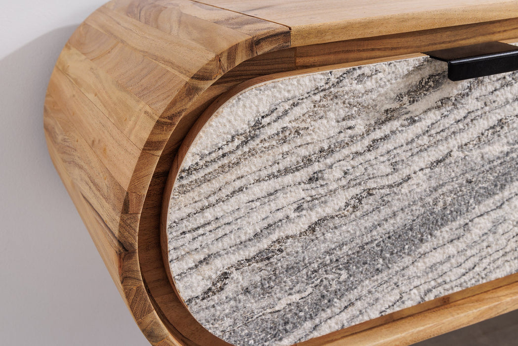 TV-Board Natural 160cm hängend Akazie Timber natur mit Rock Look Front - Bild 5